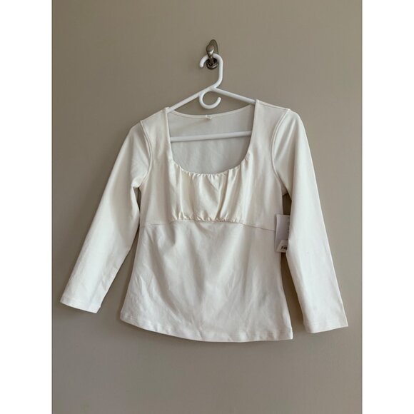 Athleta NWT Shanti Scoop 3/4 Sleeve Top Magnolia White Size Small - Picture 3 of 13